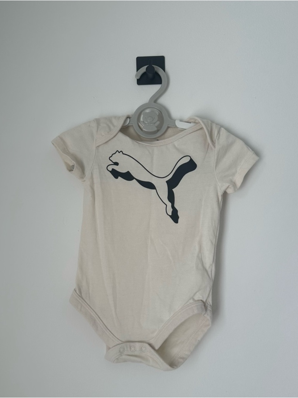 Puma Cream Baby One-Piece Bodysuit with Black Puma Logo